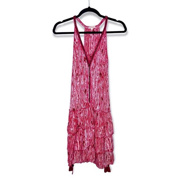 Sz M Poupette St Barth Pink Bety Mini Ruffle Dress Floral Poupette St. Barth - Picture 3 of 8